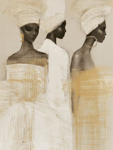 Femmes africaines abstraites dans le style Japandi | Décoration murale minimaliste sur Japandi Art Studio