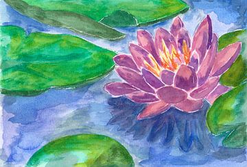 Paarse Lotusbloem van Sebastian Grafmann