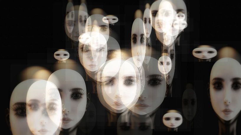 Artistic 3D illustration of women faces by 3QuarksMedia