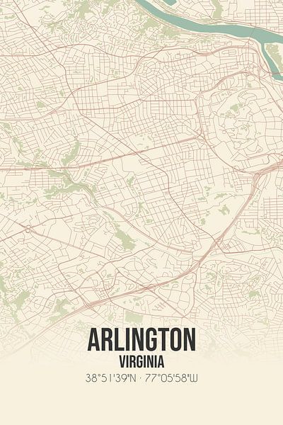 Vintage map of Arlington (Virginia), USA. by Prints of Place