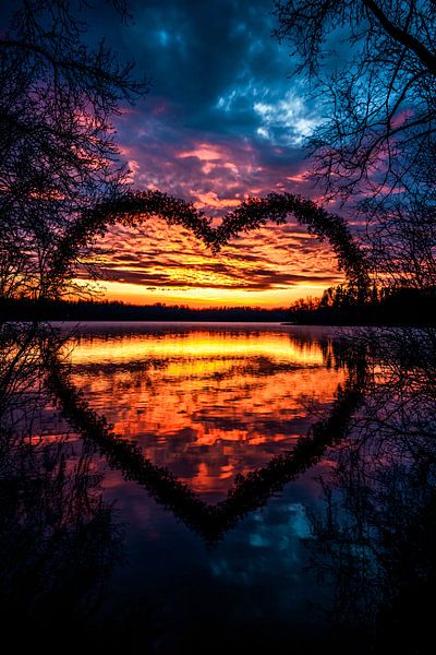Heart shape and sunset reflection by Imperial Art House