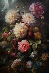 Großblütige Blumen und Vegetation