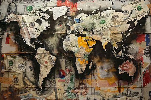 Carte du monde Popart Argent