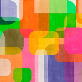 Geometrische kleurblokken uit het midden van de vorige eeuw van Georgia Chagas