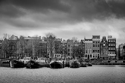 Uitzicht over Amsterdam zwart wit