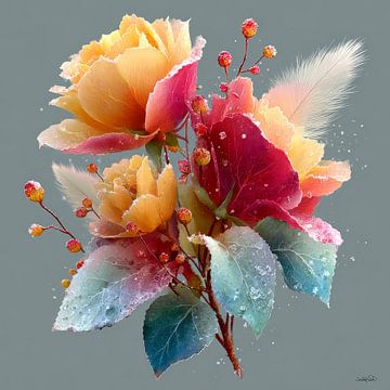 yellow flower with water and icing