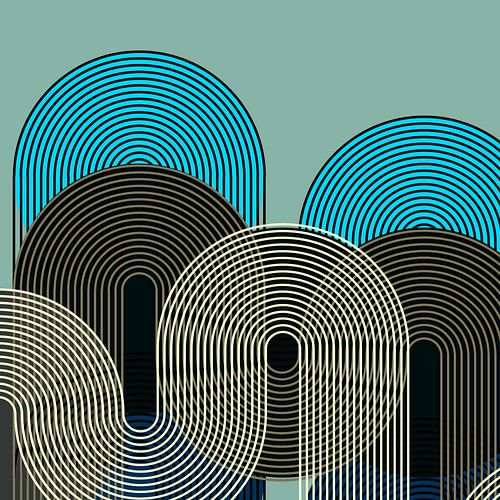 Retro zonsondergang met regenboog geometrie V