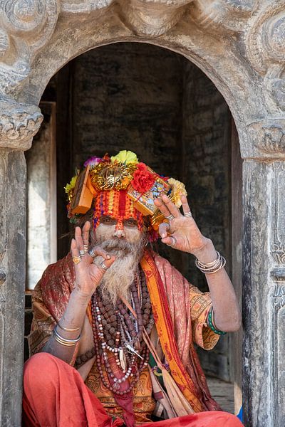 Sadhu (holy man) in Kathmandu - Nepal by Michelle Peeters