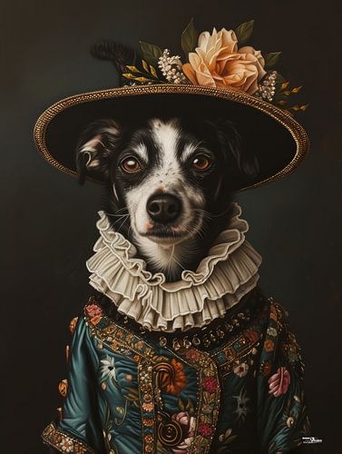hond in victoriaanse kleding