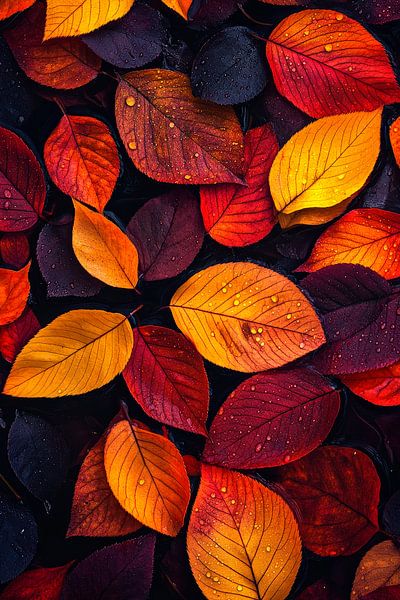 Kleurrijke bladeren in de herfst - Nature Beauty van Poster Art Shop