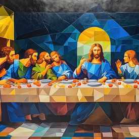 Het laatste avondmaal kubisme kleurrijk panorama van TheXclusive Art