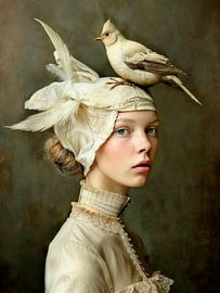 Fine art portrait: "Me and my bird" by Carla Van Iersel