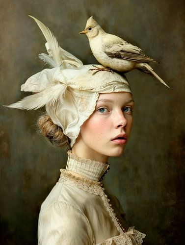 Fine art portrait: "Me and my bird" by Carla Van Iersel