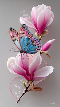 vlinder op bloem van Gelissen Artworks