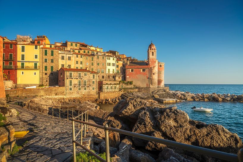 Village de Tellaro au coucher du soleil. Golfo dei Poeti. Ligurie, Italie par Stefano Orazzini