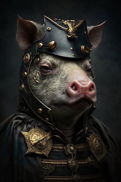 Portrait pig old grunt by Digitale Schilderijen