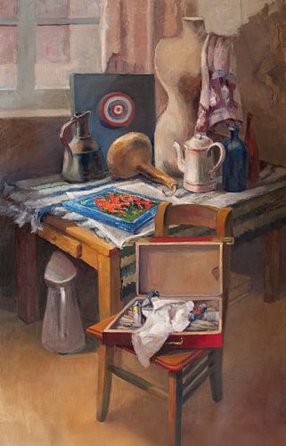 Het atelier van de schilder - Olieverf op doek