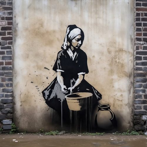 Vermeer sur un mur | Banksy Style | Graffiti
