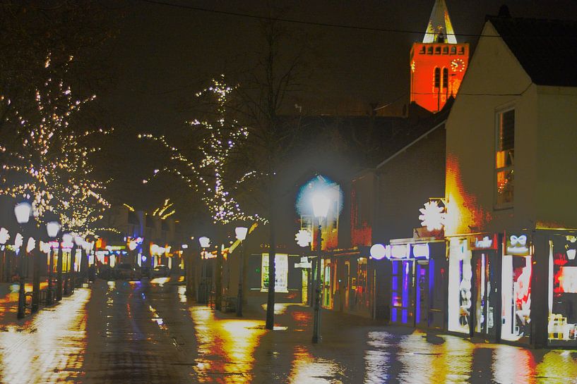 Dorfplatz Huizen bei Nacht von Gerard de Ridder