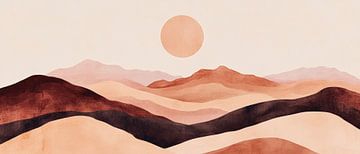 Zonsondergang over glooiende heuvels van Poster Art Shop