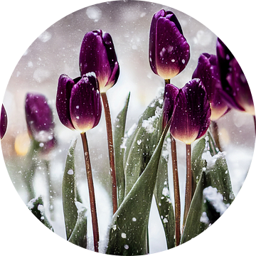 Tulpen in de sneeuw, Kunstillustratie 03 van Animaflora PicsStock
