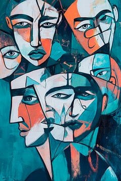 Faces in a play of colours - Abstract by Poster Art Shop
