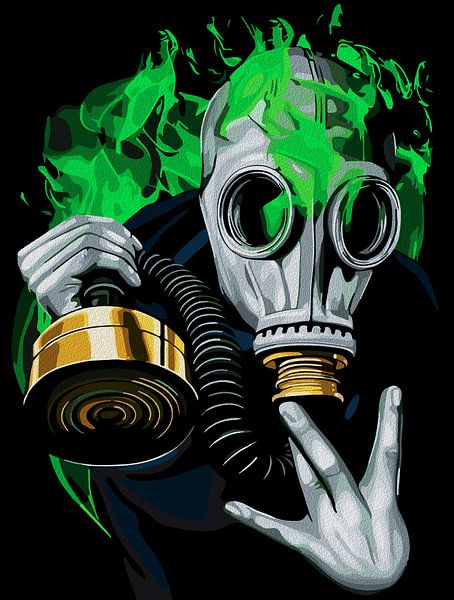 Toxic Gas Mask: Neon Flames by Ramy Salah Hefny