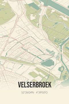 Vintage map of Velserbroek (North Holland) by Rezona