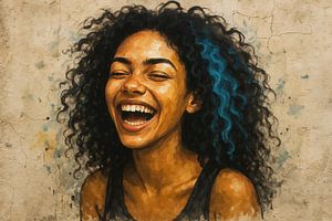 Funkelndes Lachen an der Wand