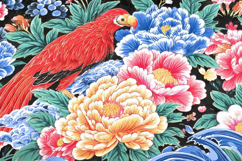 modern japanese art with birds by Egon Zitter