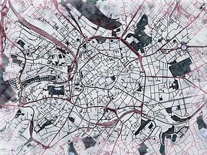Karte von Aachen im stil 'White winter'
