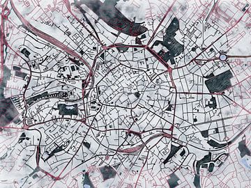 Kaart van Aachen in de stijl 'White Winter' van Maporia