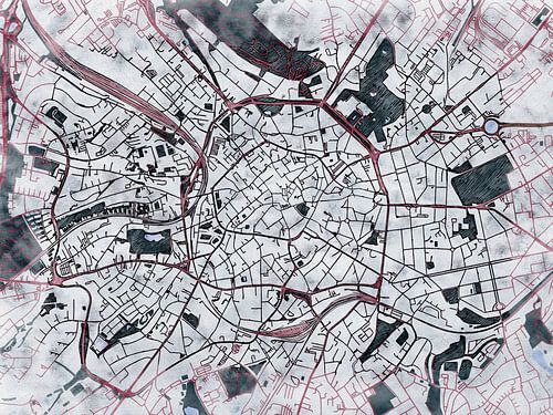 Carte de Aachen avec le style 'White Winter'