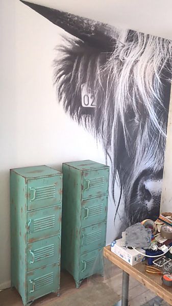 Customer photo: Portrait Scottish Highlander black and white by Sandra van Kampen