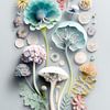 Mushrooms and flowers collage | Art 1 by Digitale Schilderijen