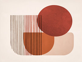 Formes abstraites en terre cuite et rouge rouille sur Thea