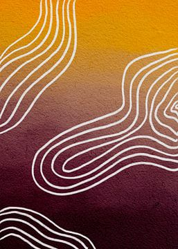 Tijdloos - abstract patroon aubergine/oranje van Atelier Nadine