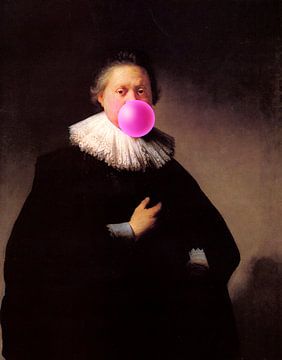 Rembrandt Portret van een Man met Bubble Gum van Maarten Knops