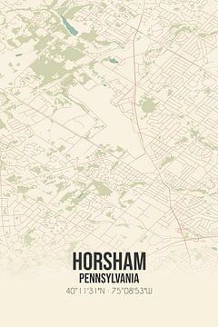 Vintage landkaart van Horsham (Pennsylvania), USA. van MijnStadsPoster