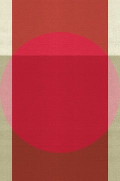 Abstracte 70s retro stijl geometrische kunst in rood, terracotta en grijs van Abstract Minimalist Art