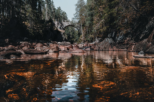 Swedish nature – Large-format photo print of the stone arch bridge in the woods near Brattfallet