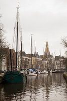 Sailing ships in the canal of the Hoge der A in Groningen.