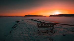 Sweden frozen lake sunrise