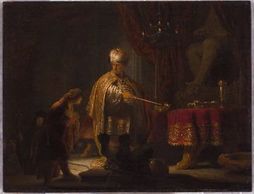 Daniel und Cyrus vor dem Götzenbild des Cel, Rembrandt van Rijn