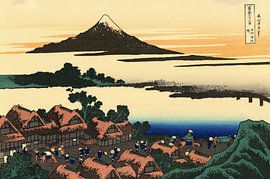 Katsushika Hokusai - Aube à Isawa dans la province de Kai | Scène matinale paisible avec le mont Fuji sur Timeless Artworks