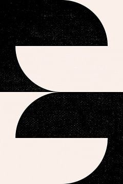 Zwart-wit minimalistische geometrische poster met cirkels 4 van Dina Dankers