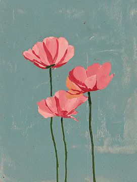 Zarte rosa Mohnblumen von IamHome Studio