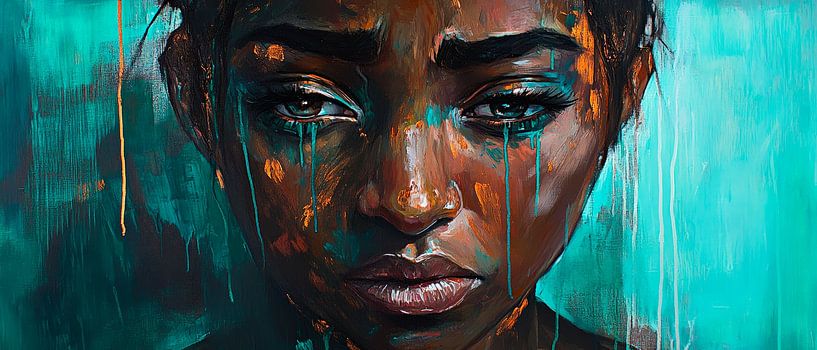 A sad look with coloured tears by Poster Art Shop