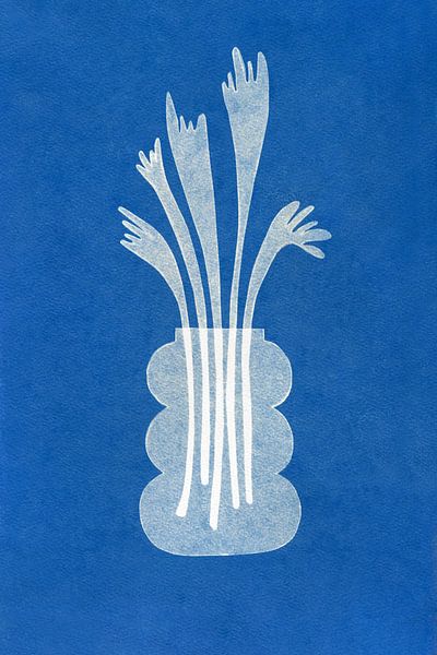 Cyantypie - Flowers in Vase #2 by Studio Peep Up