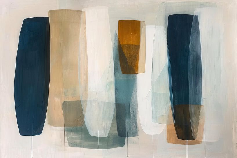 Moderne abstrakte Kunst in Erdtönen und Blau von Art & Soul Creations